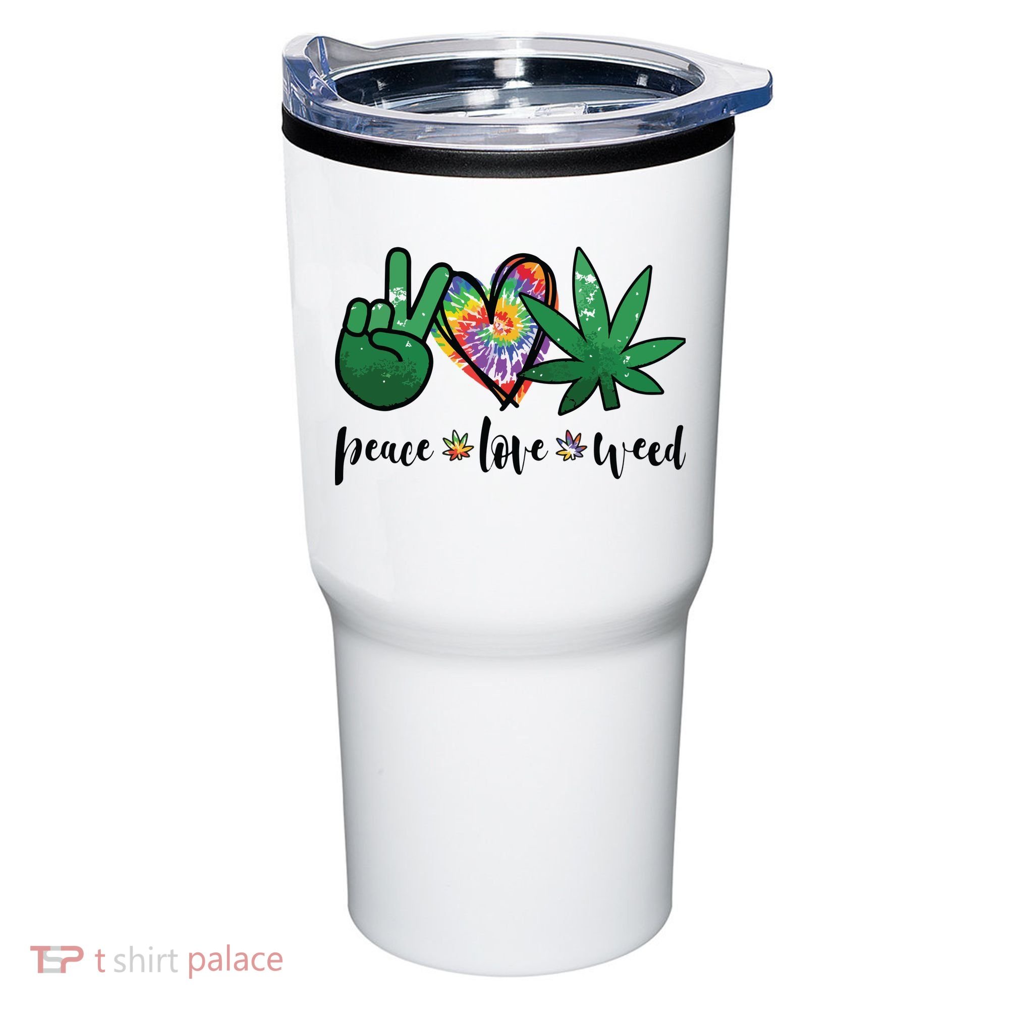 Peace Love Weed Marijuana Hippie Weed Cannabis 420 Stoner Tumbler