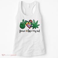 Peace Love Weed Marijuana Hippie Weed Cannabis 420 Stoner Women's Tank Top thumb 0