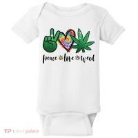 Peace Love Weed Marijuana Hippie Weed Cannabis 420 Stoner Baby Bodysuit thumb 0
