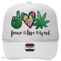 Peace Love Weed Marijuana Hippie Weed Cannabis 420 Stoner Hat thumb 0