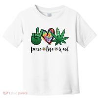 Peace Love Weed Marijuana Hippie Weed Cannabis 420 Stoner Toddler T-Shirt thumb 0