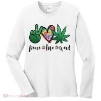 Peace Love Weed Marijuana Hippie Weed Cannabis 420 Stoner Women's Long Sleeve Shirt thumb 0