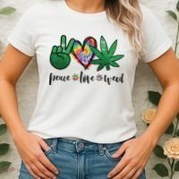 Peace Love Weed Marijuana Hippie Weed Cannabis 420 Stoner Women's T-Shirt thumb 2