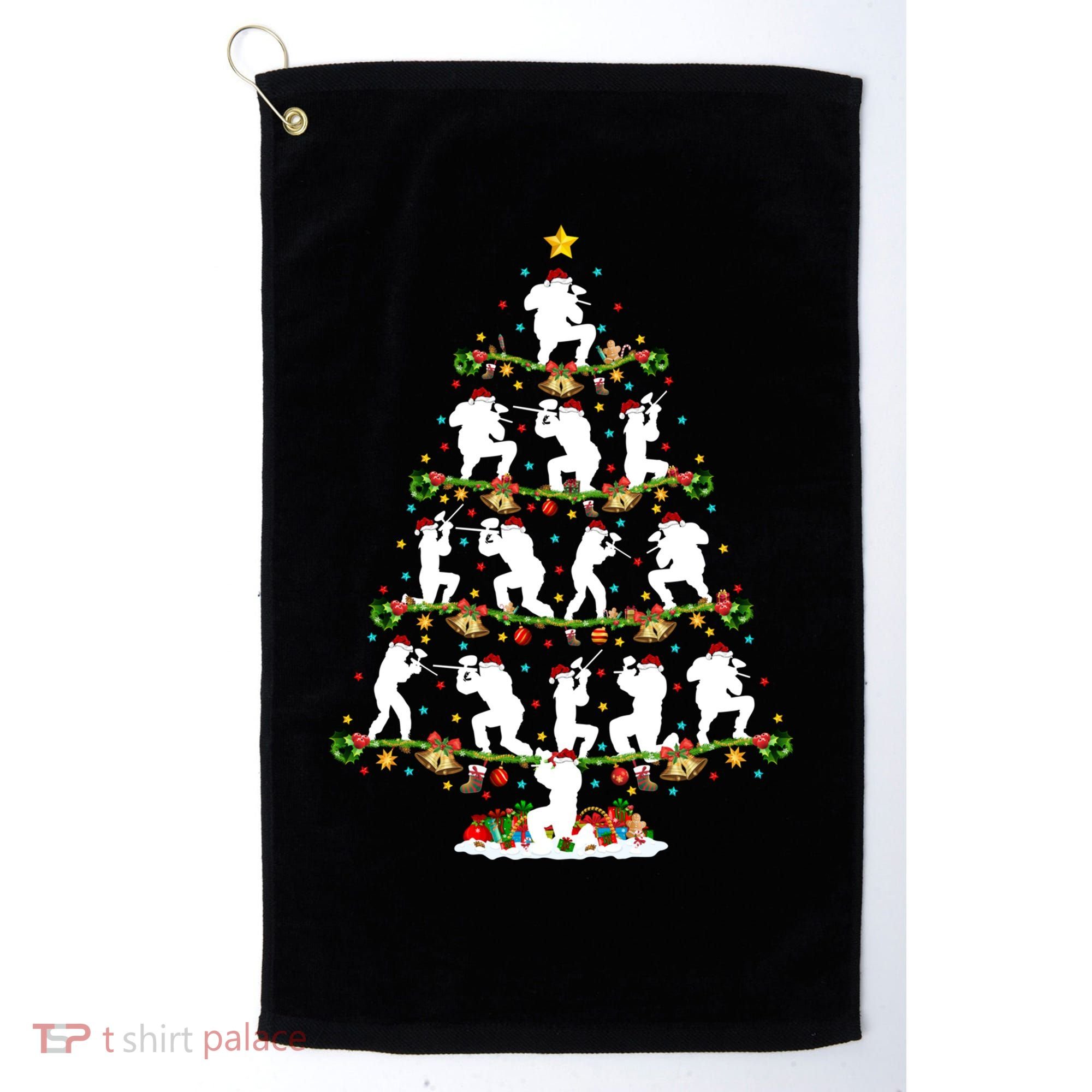 Paintball Lover Xmas Santa Paintball Player Christmas Tree Funny Gift Golf Towel