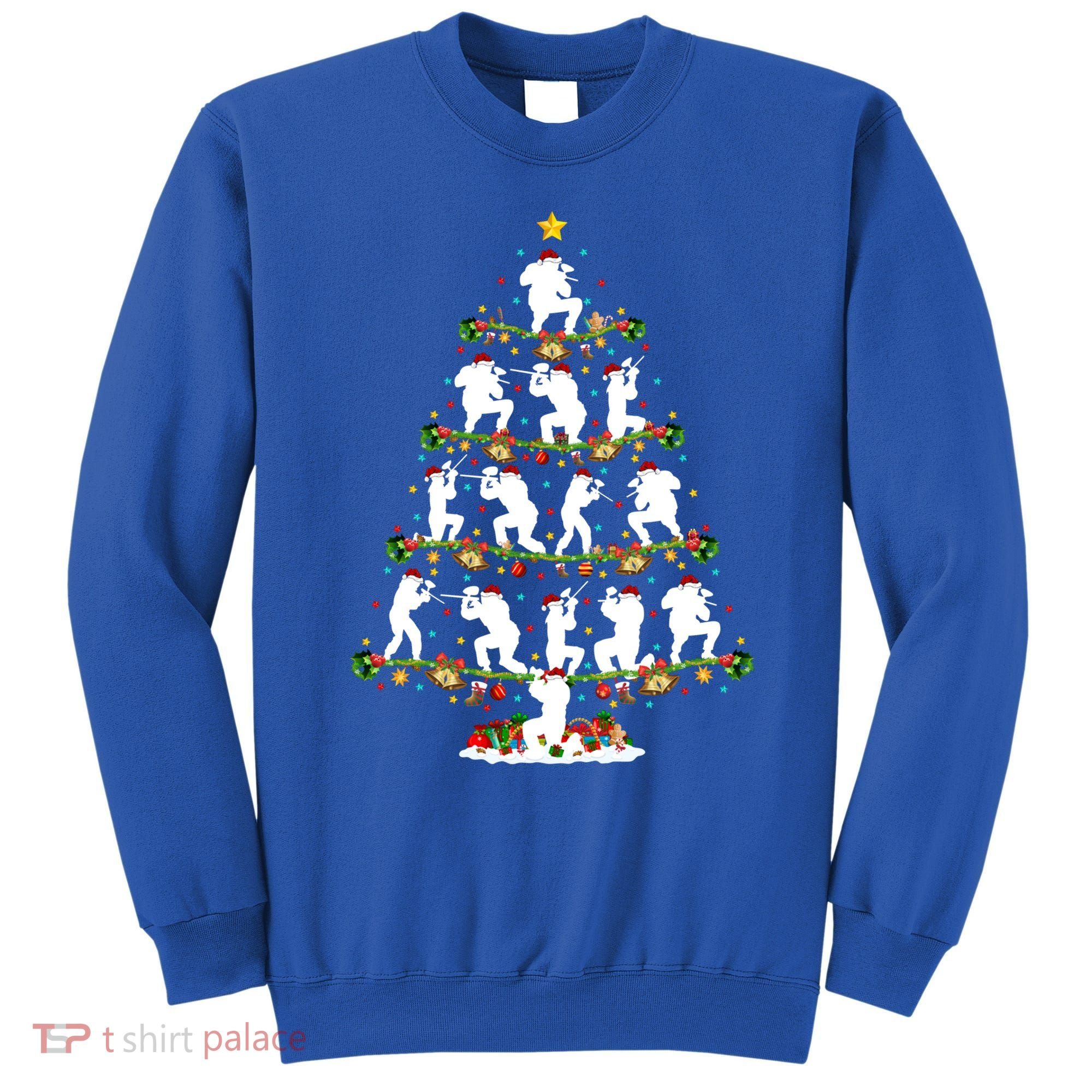 Paintball Lover Xmas Santa Paintball Player Christmas Tree Funny Gift Sweatshirt