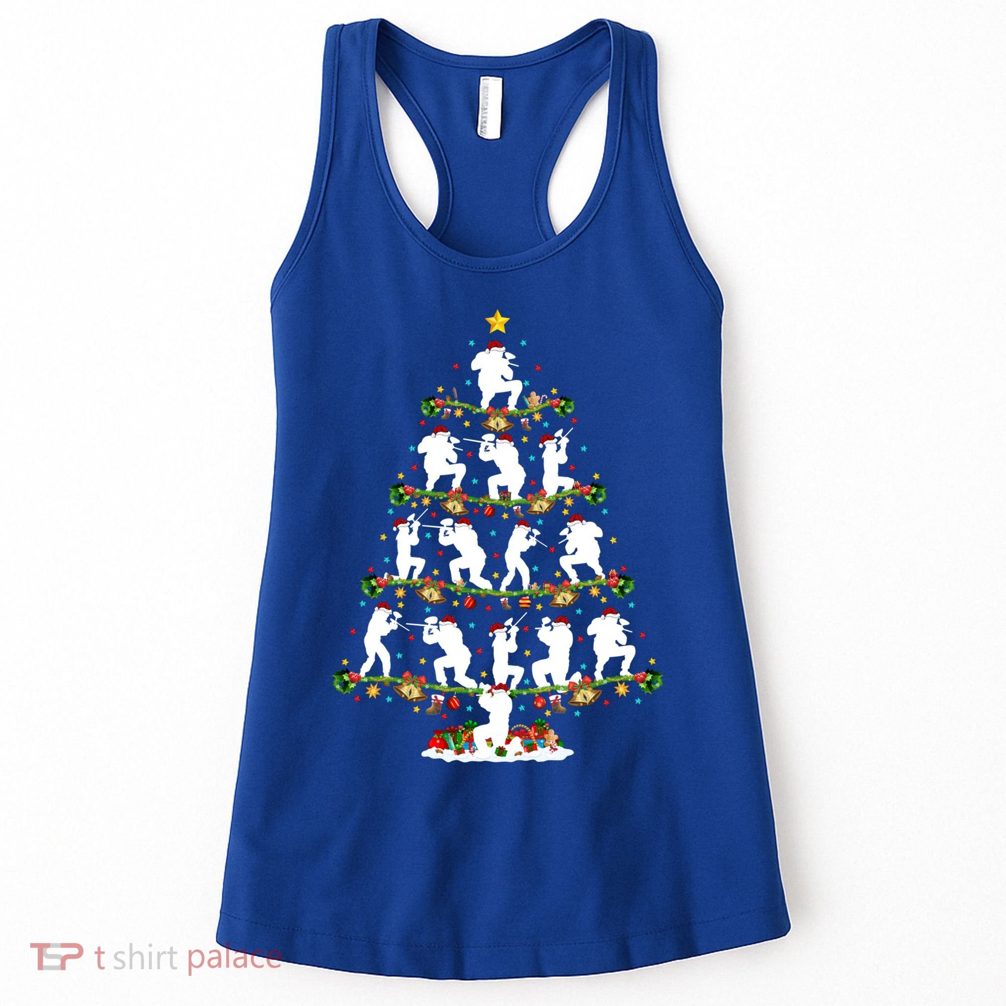 Paintball Lover Xmas Santa Paintball Player Christmas Tree Funny Gift Women's Tank Top