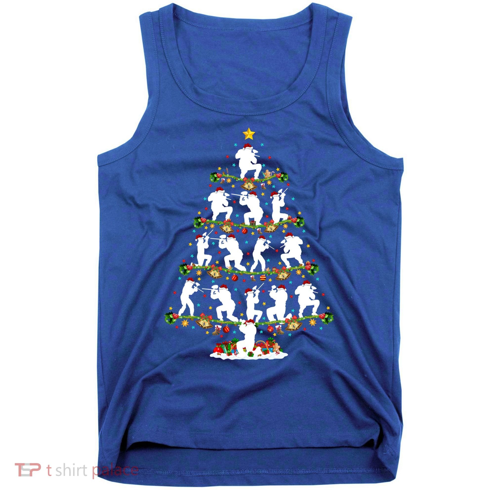 Paintball Lover Xmas Santa Paintball Player Christmas Tree Funny Gift Tank Top