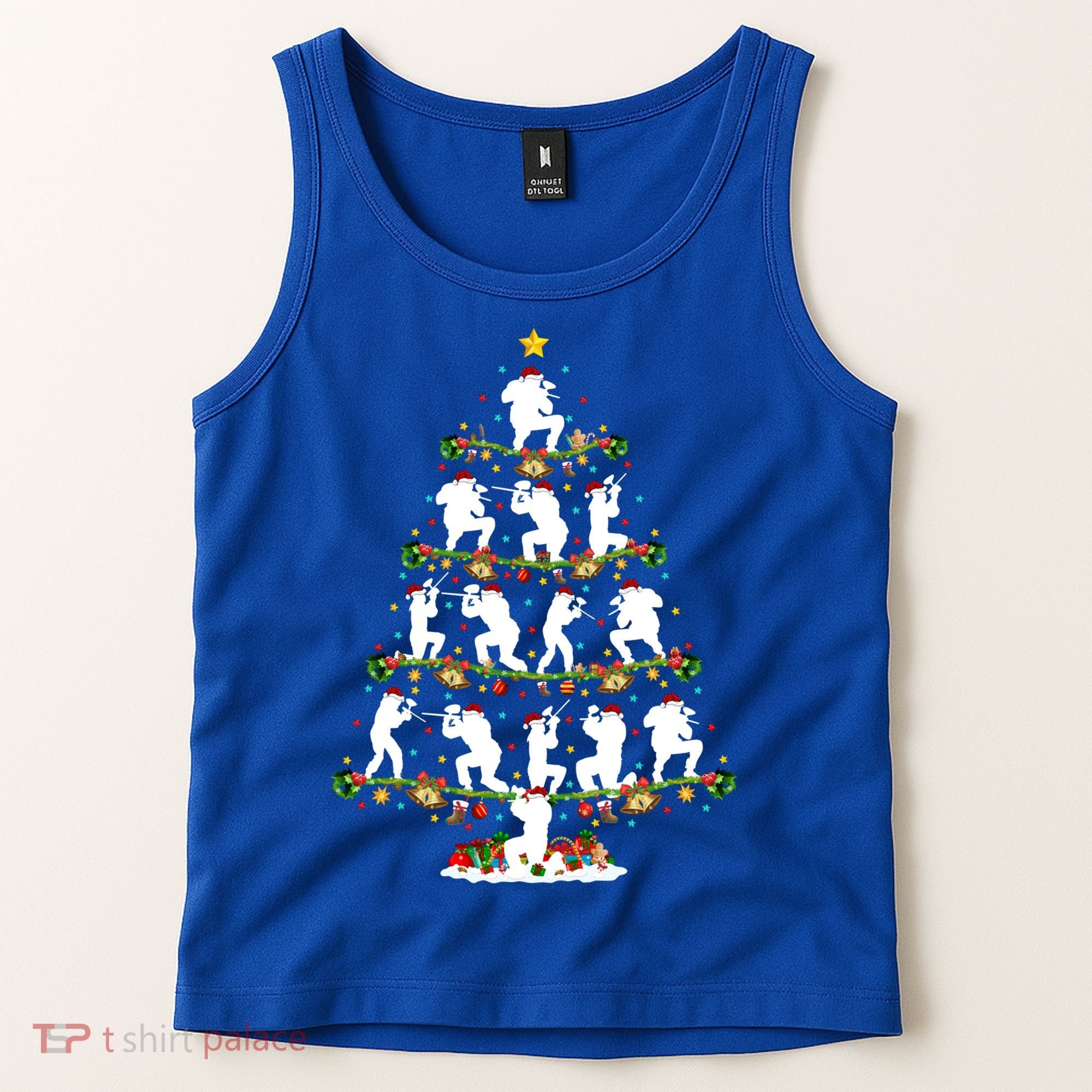 Paintball Lover Xmas Santa Paintball Player Christmas Tree Funny Gift Tank Top