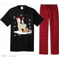Penguins Lover Xmas Lighting Penguin Riding Llama Christmas Funny Gift Pajama Set thumb 0