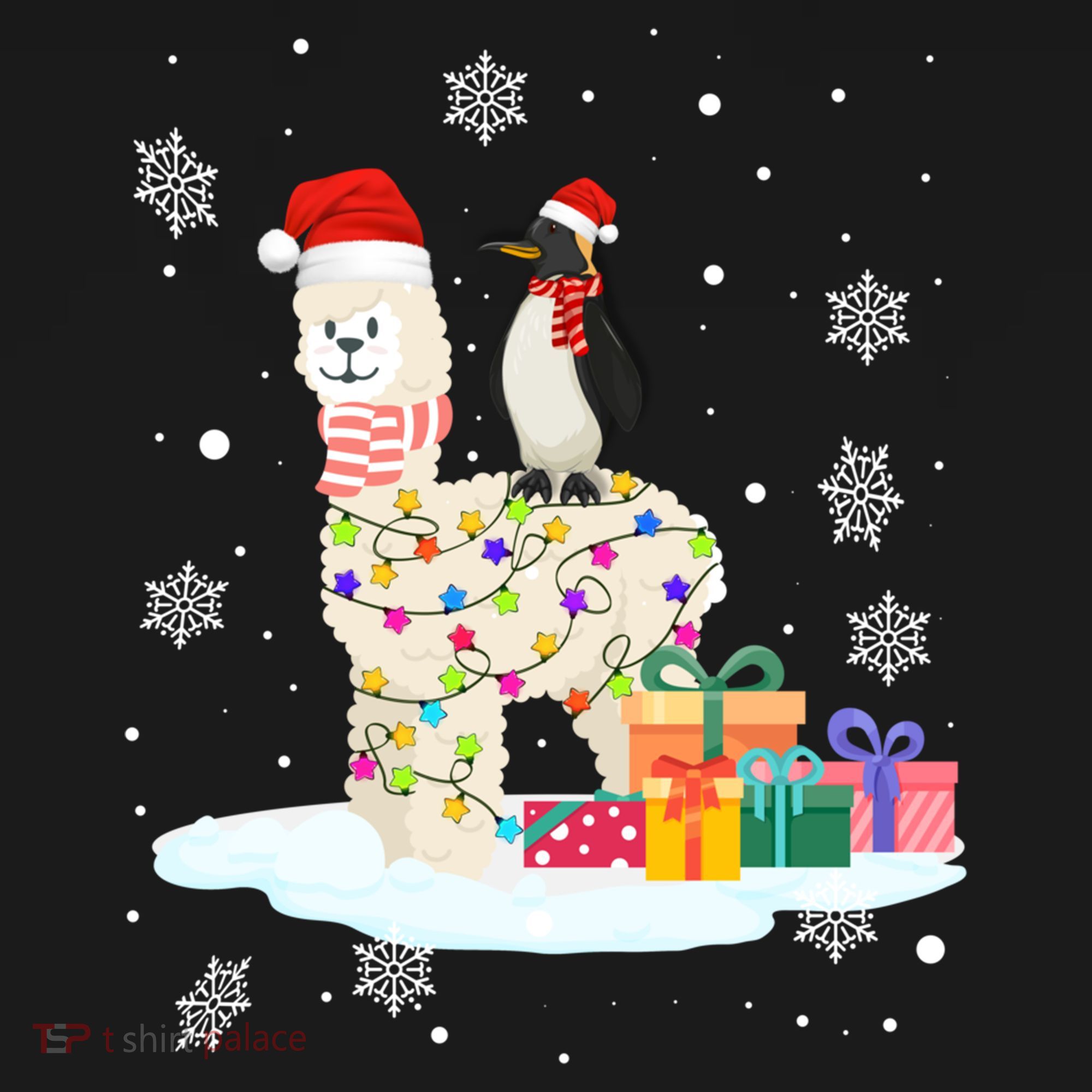 Penguins Lover Xmas Lighting Penguin Riding Llama Christmas Funny Gift Women's Hoodie