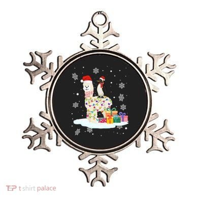 Penguins Lover Xmas Lighting Penguin Riding Llama Christmas Funny Gift Ornament
