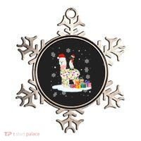 Penguins Lover Xmas Lighting Penguin Riding Llama Christmas Funny Gift Ornament thumb 0