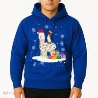 Penguins Lover Xmas Lighting Penguin Riding Llama Christmas Funny Gift Hoodie thumb 2