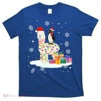 Penguins Lover Xmas Lighting Penguin Riding Llama Christmas Funny Gift T-Shirt thumb 0