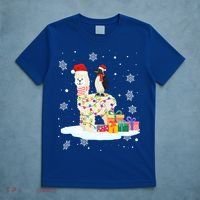 Penguins Lover Xmas Lighting Penguin Riding Llama Christmas Funny Gift T-Shirt thumb 5