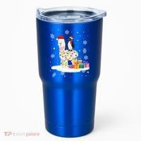 Penguins Lover Xmas Lighting Penguin Riding Llama Christmas Funny Gift Tumbler thumb 0
