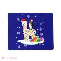 Penguins Lover Xmas Lighting Penguin Riding Llama Christmas Funny Gift Mousepad thumb 0