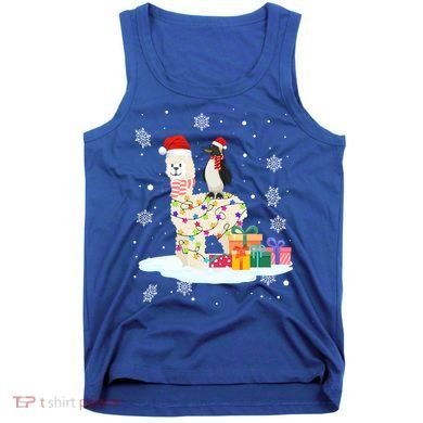 Penguins Lover Xmas Lighting Penguin Riding Llama Christmas Funny Gift Tank Top