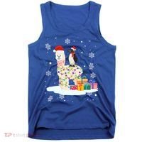 Penguins Lover Xmas Lighting Penguin Riding Llama Christmas Funny Gift Tank Top thumb 0