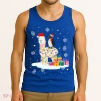 Penguins Lover Xmas Lighting Penguin Riding Llama Christmas Funny Gift Tank Top thumb 3