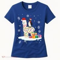Penguins Lover Xmas Lighting Penguin Riding Llama Christmas Funny Gift Women's T-Shirt thumb 0