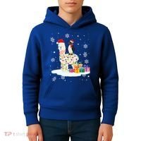 Penguins Lover Xmas Lighting Penguin Riding Llama Christmas Funny Gift Kids Hoodie thumb 4