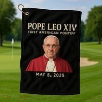 Pope Leo XIV First American Pontiff May 8th 2025 Golf Towel thumb 1