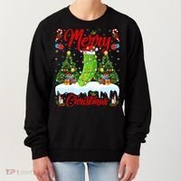 Pickle Lover Xmas Lighting Santa Hat Pickle Christmas Cool Gift Women's Sweatshirt thumb 0