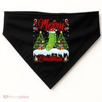 Pickle Lover Xmas Lighting Santa Hat Pickle Christmas Cool Gift USA-Made Doggie Bandana thumb 0