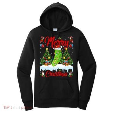 Pickle Lover Xmas Lighting Santa Hat Pickle Christmas Cool Gift Women's Hoodie