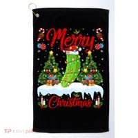 Pickle Lover Xmas Lighting Santa Hat Pickle Christmas Cool Gift Golf Towel thumb 0
