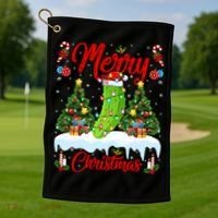 Pickle Lover Xmas Lighting Santa Hat Pickle Christmas Cool Gift Golf Towel thumb 1