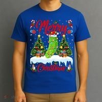 Pickle Lover Xmas Lighting Santa Hat Pickle Christmas Cool Gift T-Shirt thumb 3