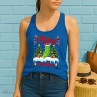 Pickle Lover Xmas Lighting Santa Hat Pickle Christmas Cool Gift Women's Tank Top thumb 2