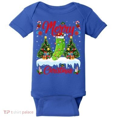 Pickle Lover Xmas Lighting Santa Hat Pickle Christmas Cool Gift Baby Bodysuit