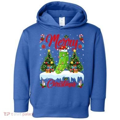 Pickle Lover Xmas Lighting Santa Hat Pickle Christmas Cool Gift Toddler Hoodie