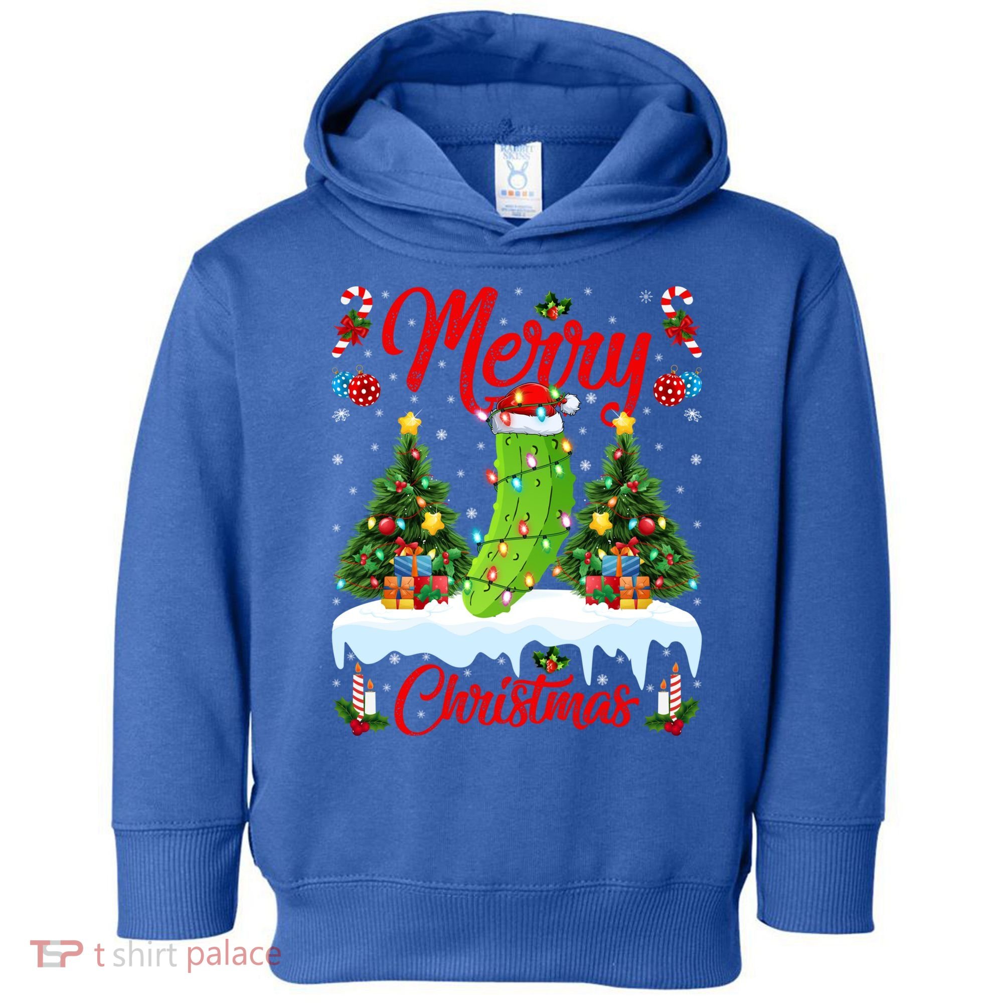 Pickle Lover Xmas Lighting Santa Hat Pickle Christmas Cool Gift Toddler Hoodie