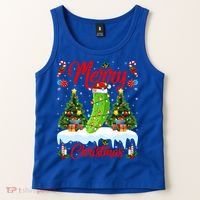 Pickle Lover Xmas Lighting Santa Hat Pickle Christmas Cool Gift Tank Top thumb 2