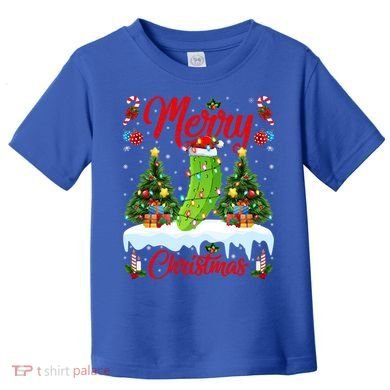 Pickle Lover Xmas Lighting Santa Hat Pickle Christmas Cool Gift Toddler T-Shirt