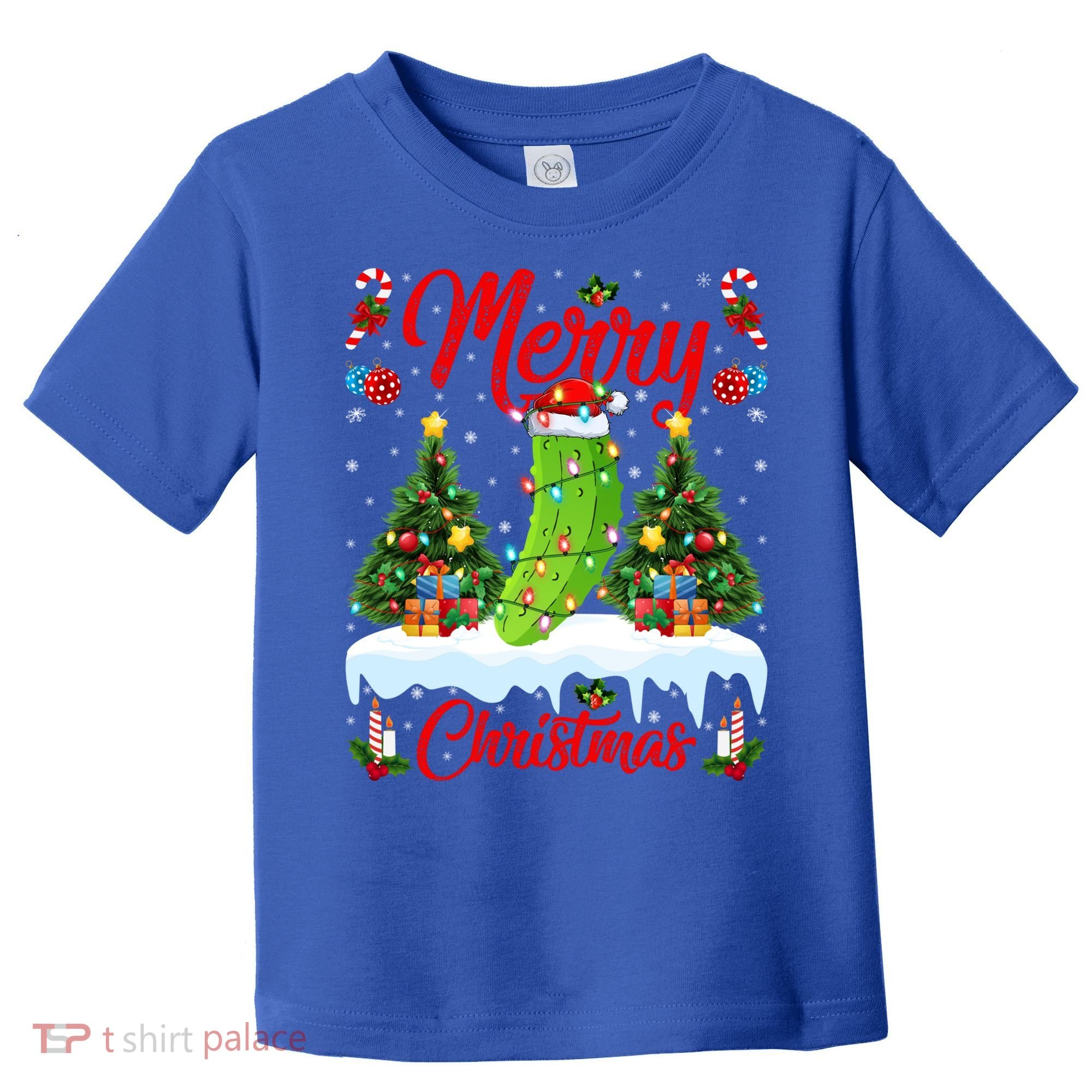 Pickle Lover Xmas Lighting Santa Hat Pickle Christmas Cool Gift Toddler T-Shirt