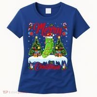 Pickle Lover Xmas Lighting Santa Hat Pickle Christmas Cool Gift Women's T-Shirt thumb 0