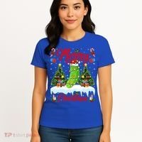 Pickle Lover Xmas Lighting Santa Hat Pickle Christmas Cool Gift Women's T-Shirt thumb 4