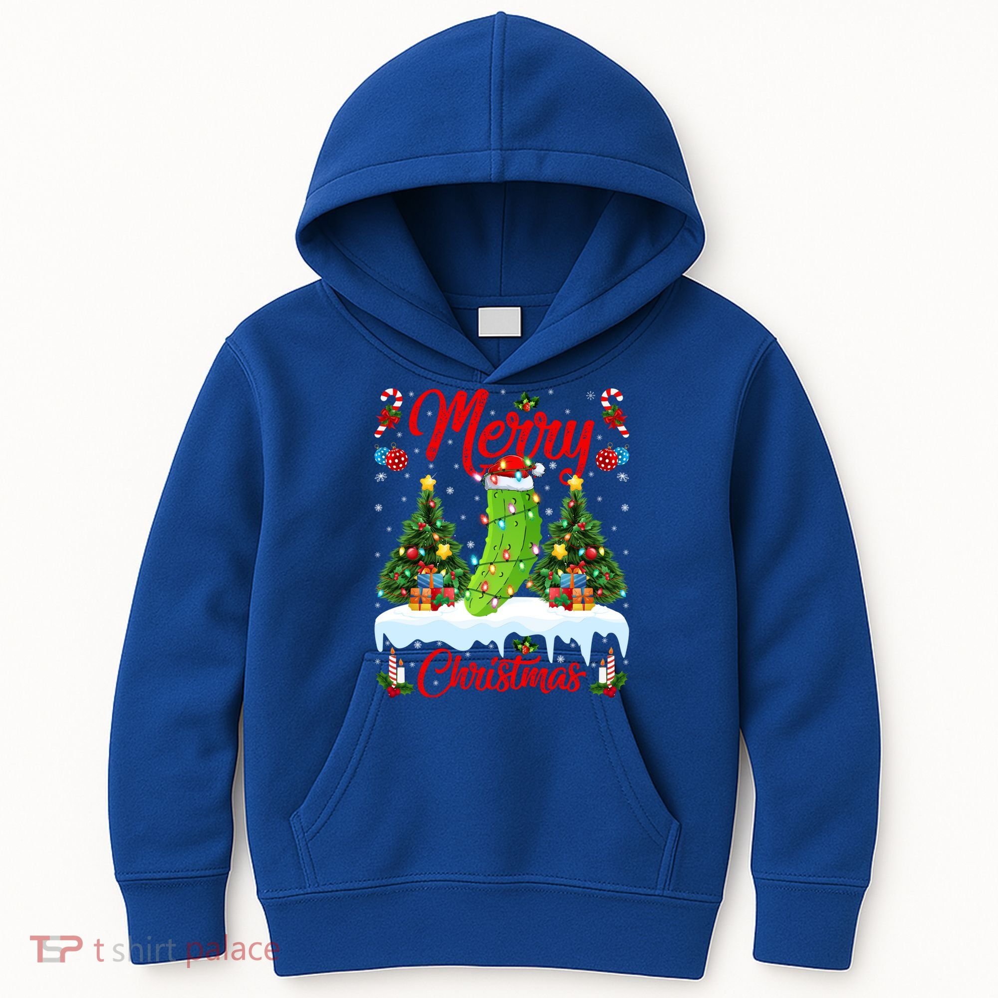 Pickle Lover Xmas Lighting Santa Hat Pickle Christmas Cool Gift Kids Hoodie