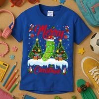 Pickle Lover Xmas Lighting Santa Hat Pickle Christmas Cool Gift Kids T-Shirt thumb 3