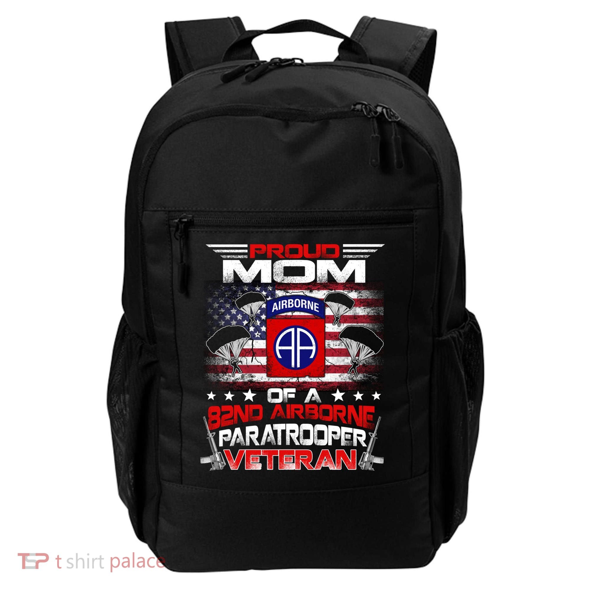 Proud Mom 82nd Airborne Paratrooper Veteran Flag Gift Backpack