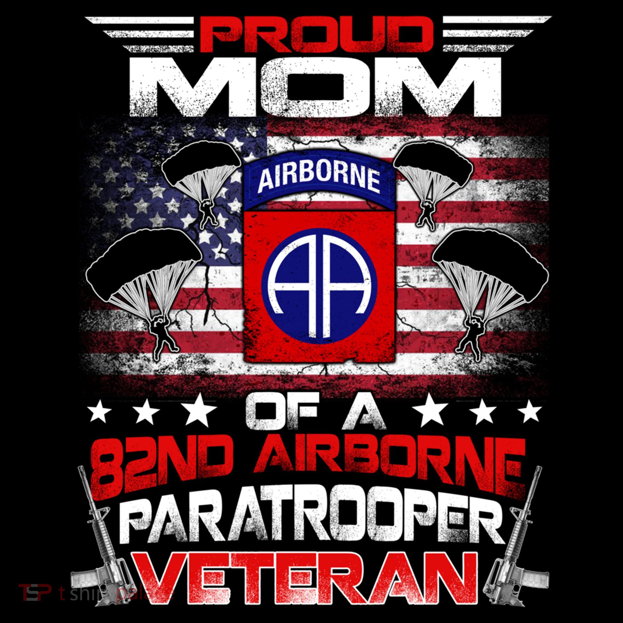 Proud Mom 82nd Airborne Paratrooper Veteran Flag Gift Coffee Mug