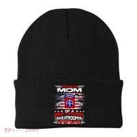 Proud Mom 82nd Airborne Paratrooper Veteran Flag Gift Beanie thumb 0