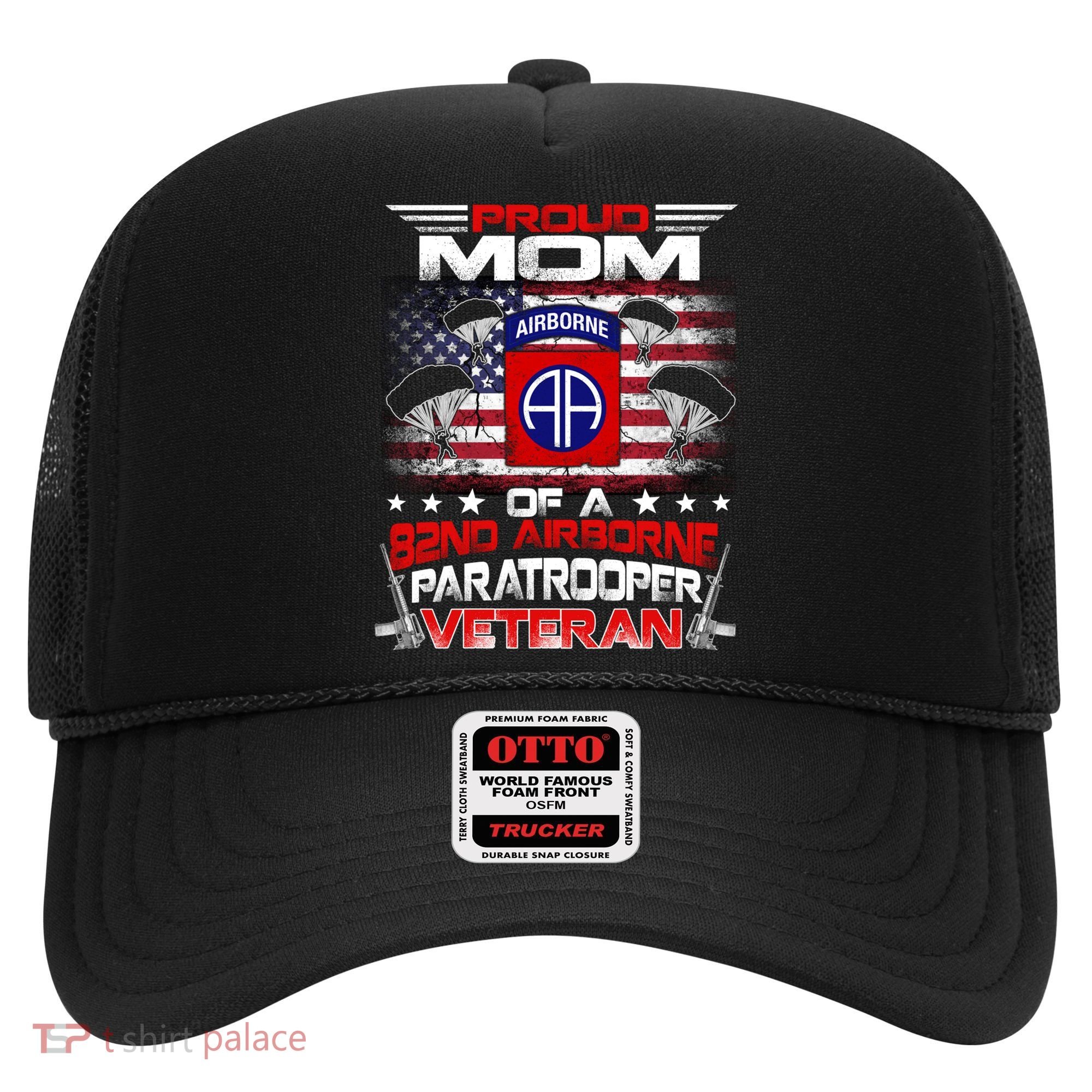 Proud Mom 82nd Airborne Paratrooper Veteran Flag Gift Hat