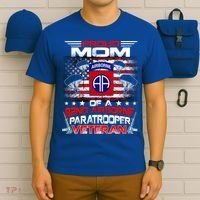 Proud Mom 82nd Airborne Paratrooper Veteran Flag Gift T-Shirt thumb 6