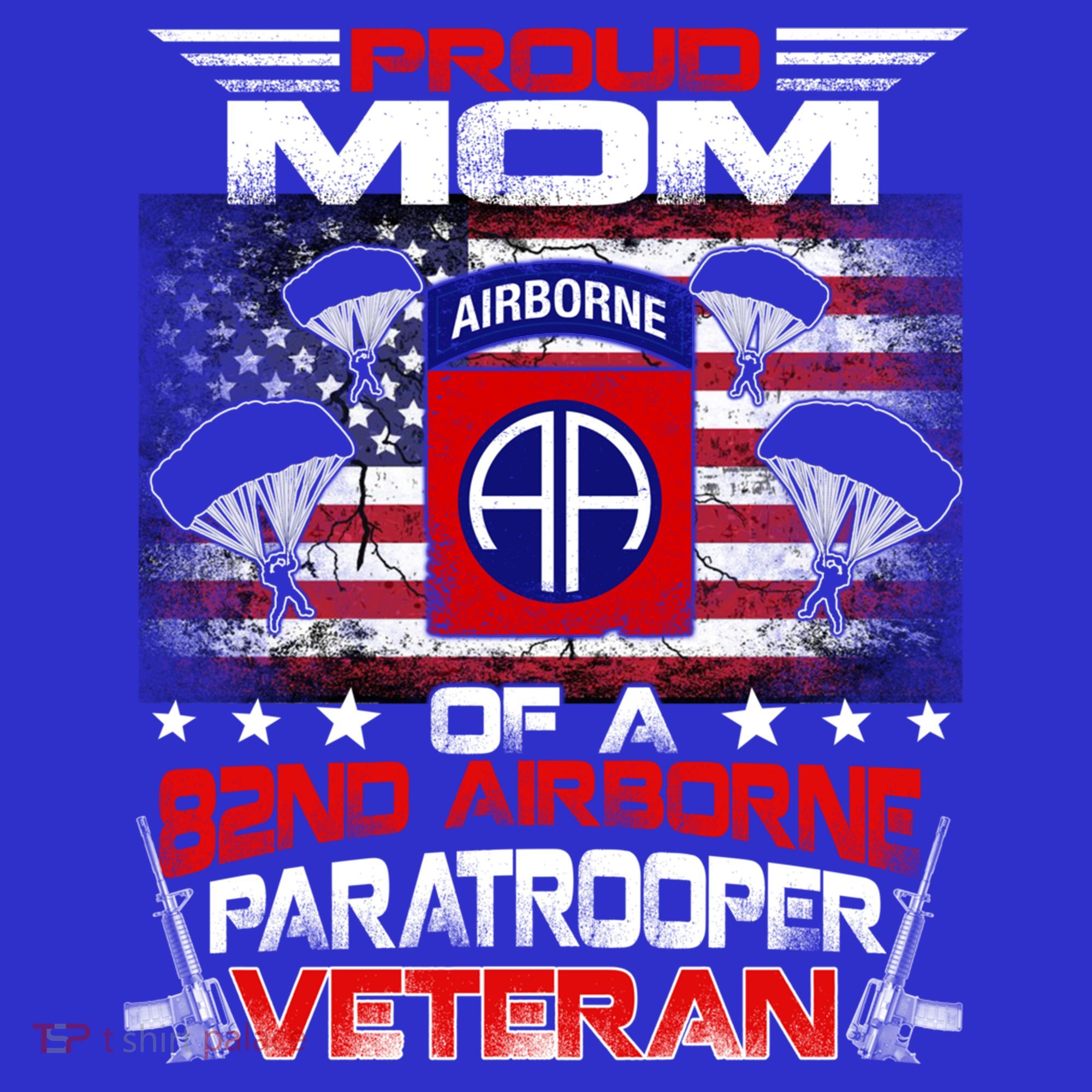 Proud Mom 82nd Airborne Paratrooper Veteran Flag Gift Women's Tank Top